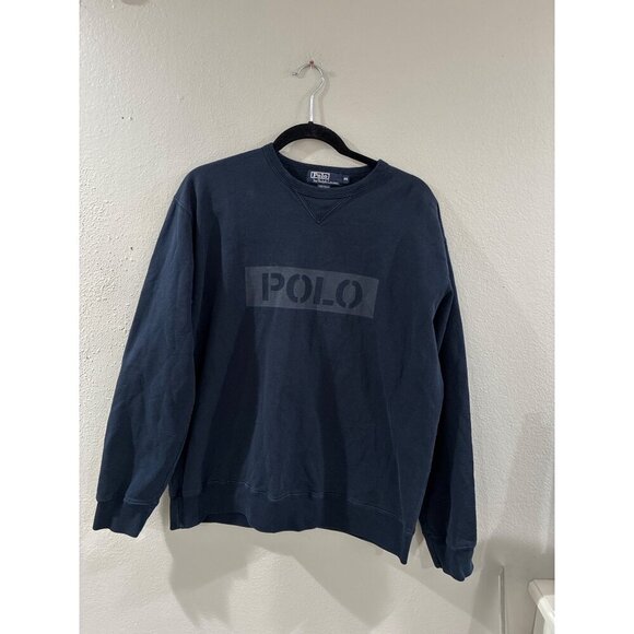 Polo By Ralph Lauren Mens Sweatshirt Crew Neck Blue size M Spell out logo - Picture 1 of 7